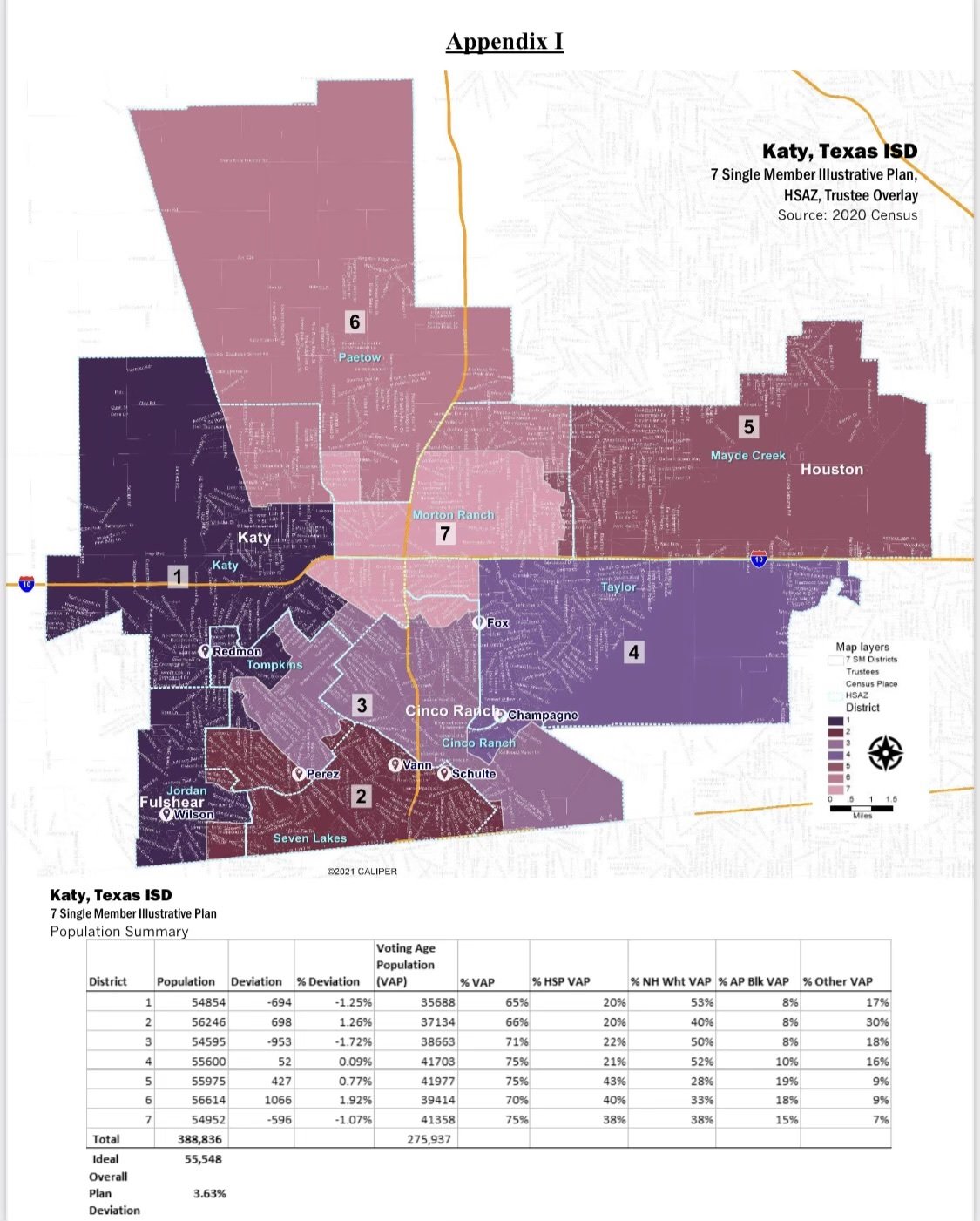 The NAACP Legal Defense Fund prepared this map for single-member district representation by Katy ISD board trustees. A group of Katy ISD parents is working with the NAACP to promote replacing the current at-large representation setup.